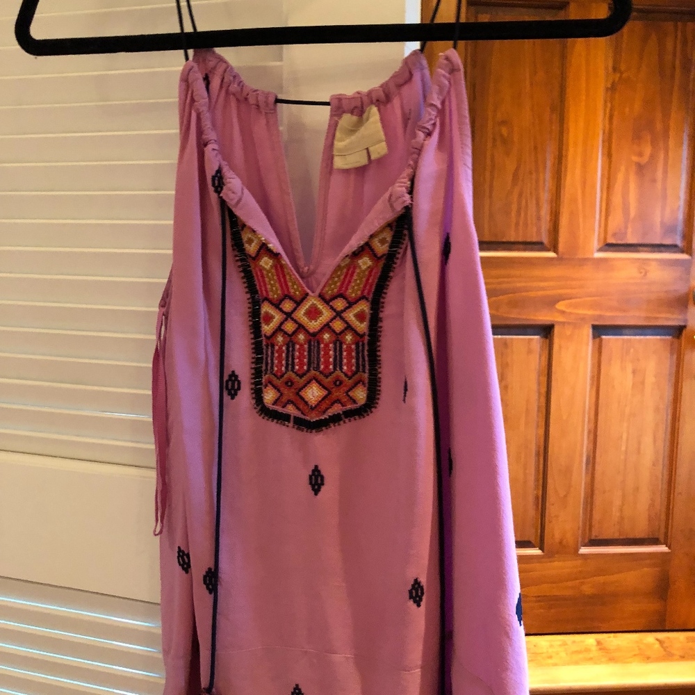 Beaded silk Anthropologie top